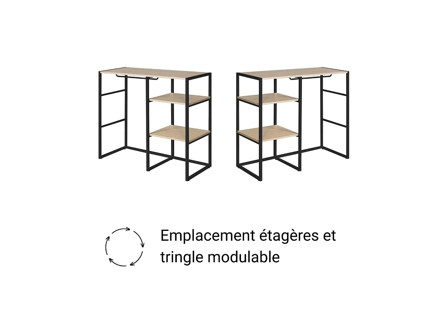 Conjunto de 4 percheros modulares para buhardilla 400x85cm KADRA