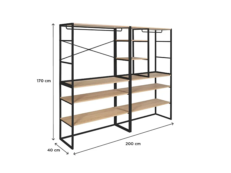 Set van 4 modulaire zolderkledingrekken 400x85cm KADRA