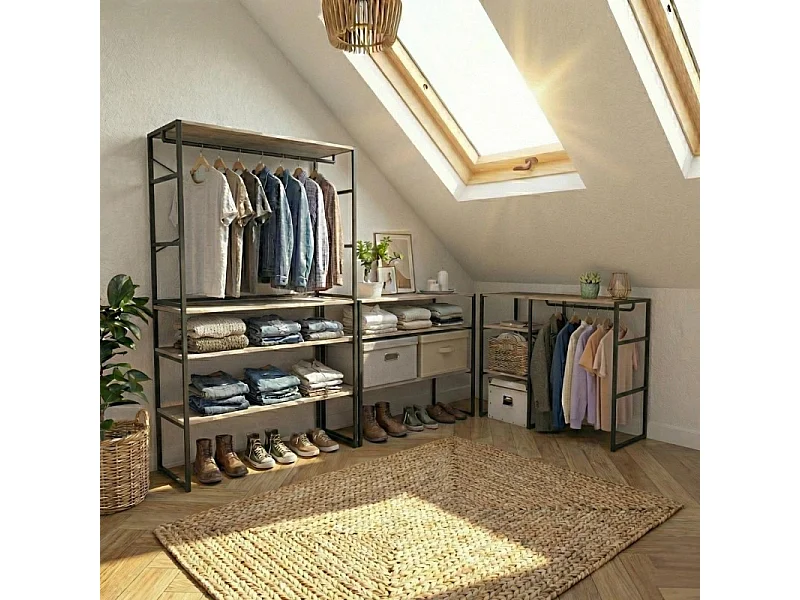 Set van 4 modulaire zolderkledingrekken 400x85cm KADRA