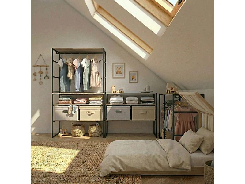 Set van 4 modulaire zolderkledingrekken 400x85cm KADRA