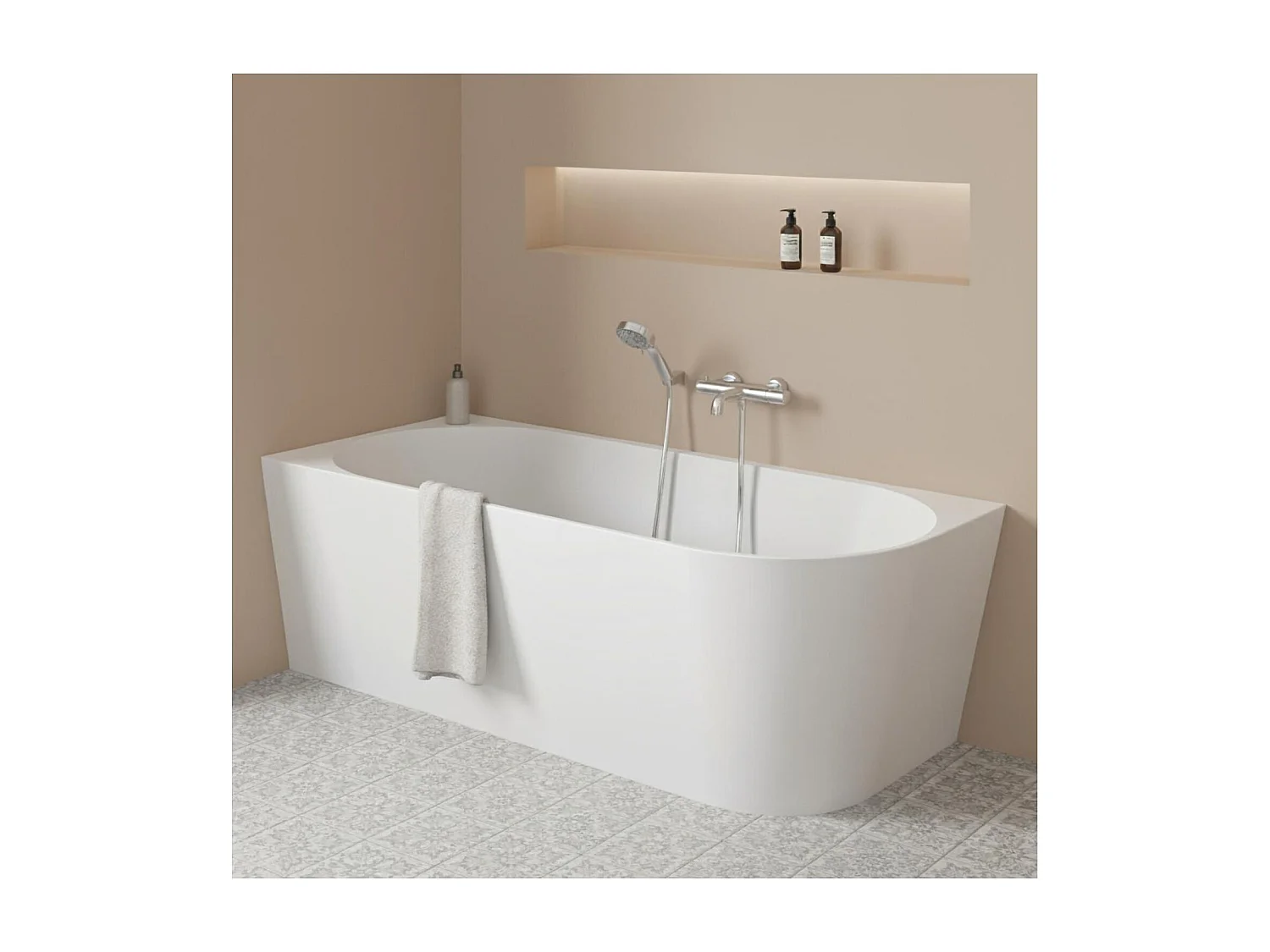 Vasca MILO 150cm Semilibera Sinistra - Set Completo Acrilico Bianco