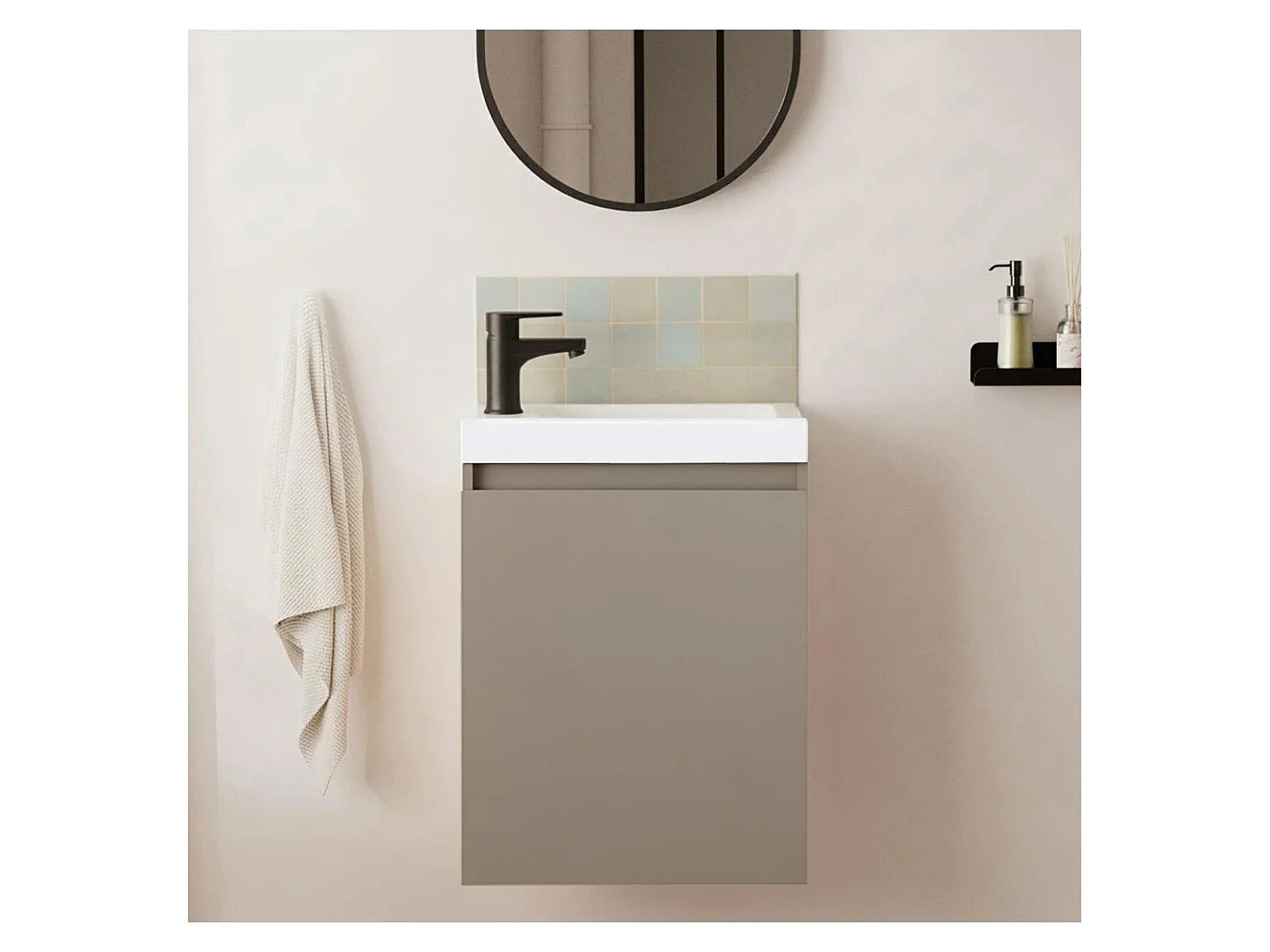 Meuble lave-mains LISA + robinet noir