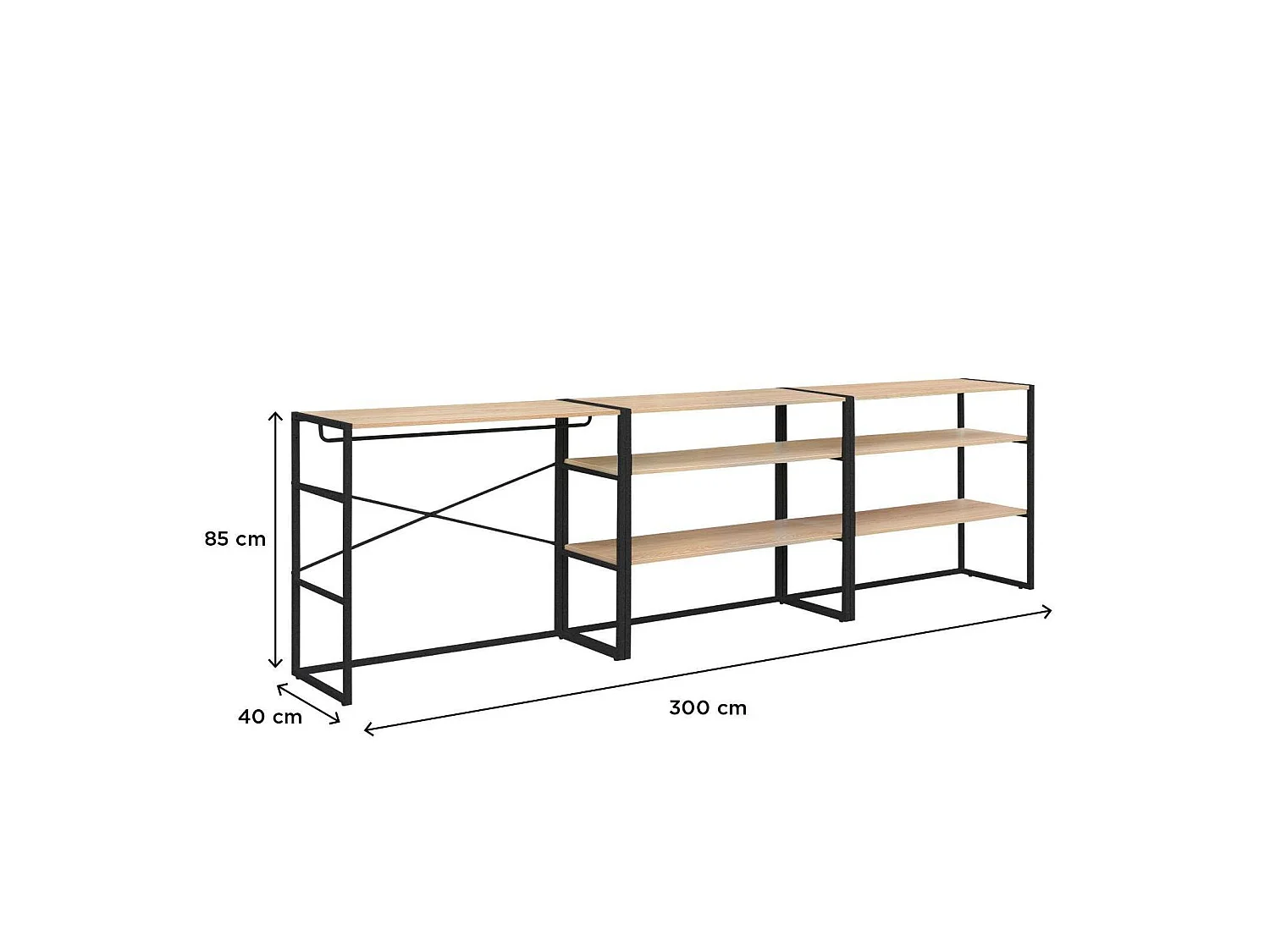 Conjunto de 3 percheros modulares para buhardilla 300x85cm KADRA