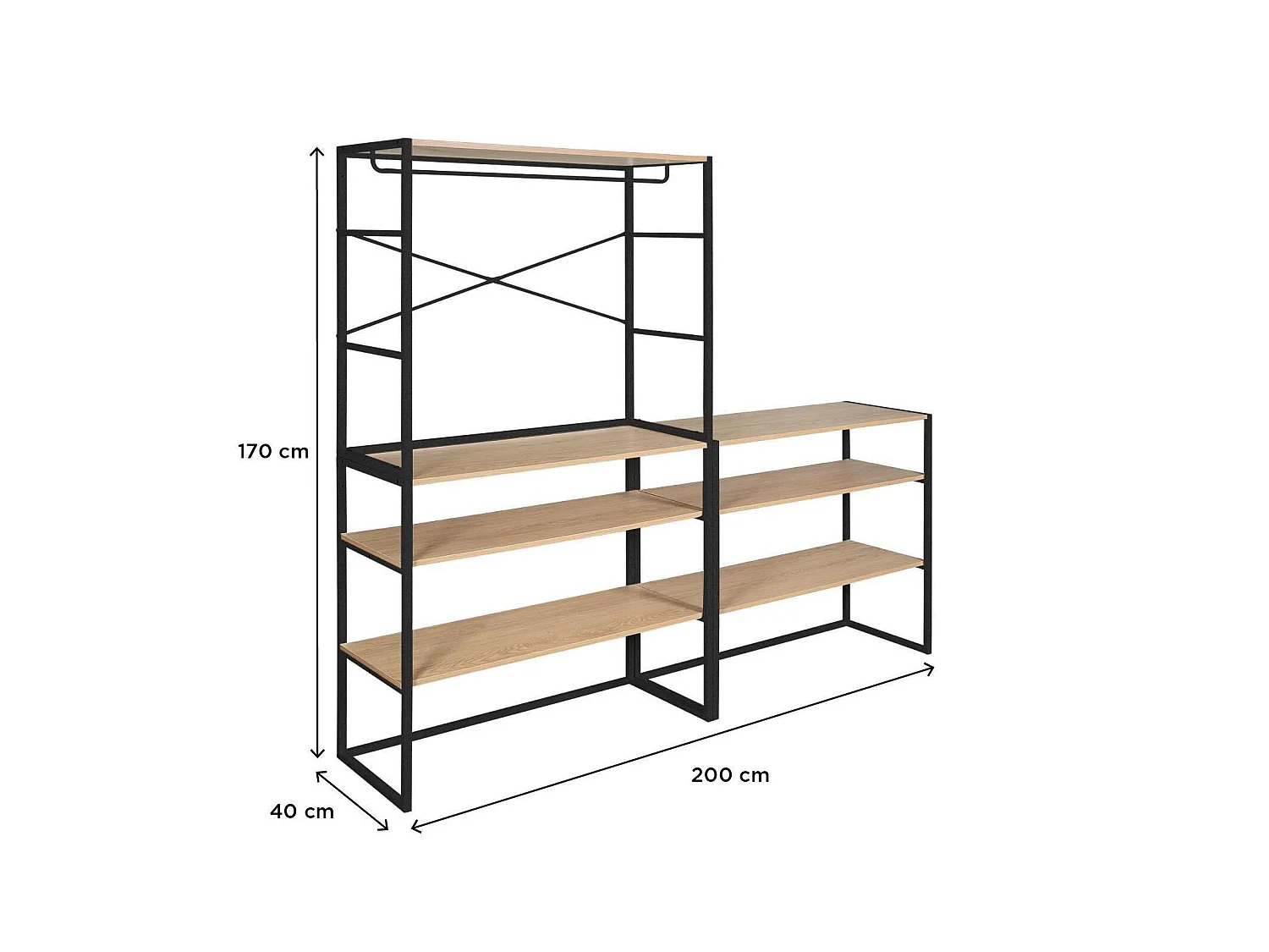 Conjunto de 3 percheros modulares para buhardilla 300x85cm KADRA