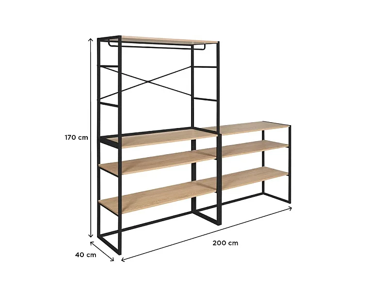 Set van 3 modulaire zolderkledingrekken 300x85cm KADRA