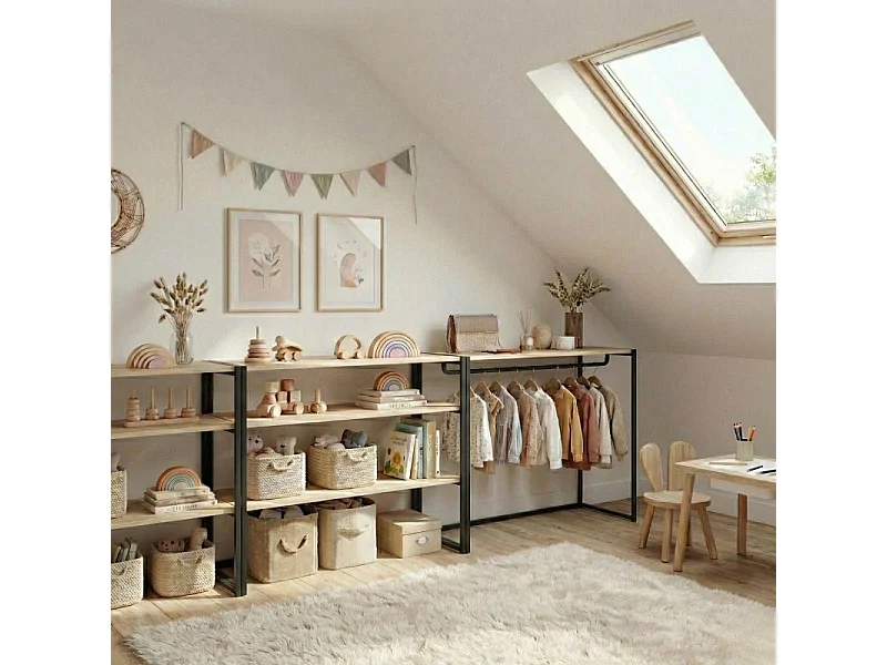 Set van 3 modulaire zolderkledingrekken 300x85cm KADRA