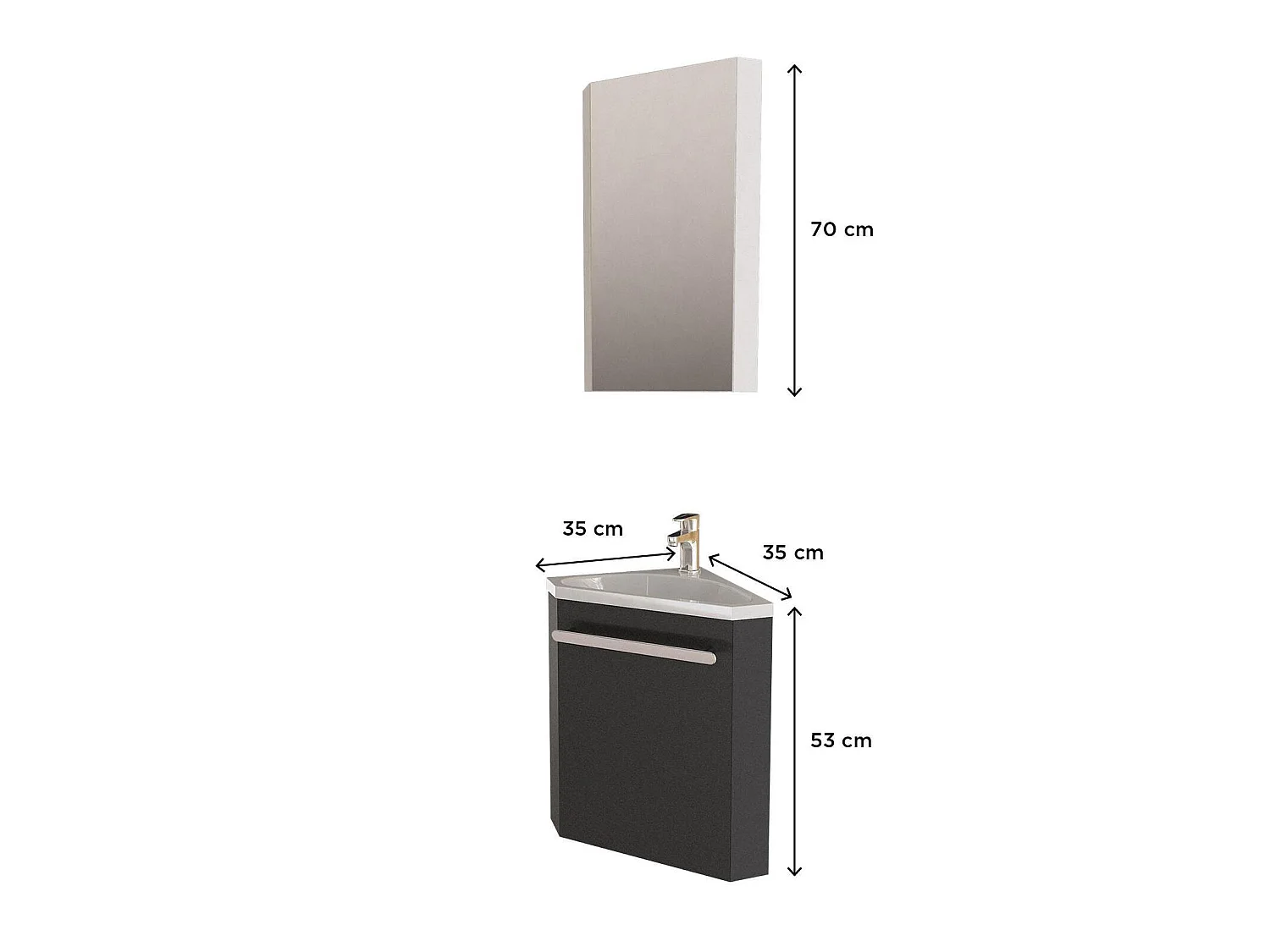 Ensemble lave-mains d'angle SKINO + vasque + armoire de toilette