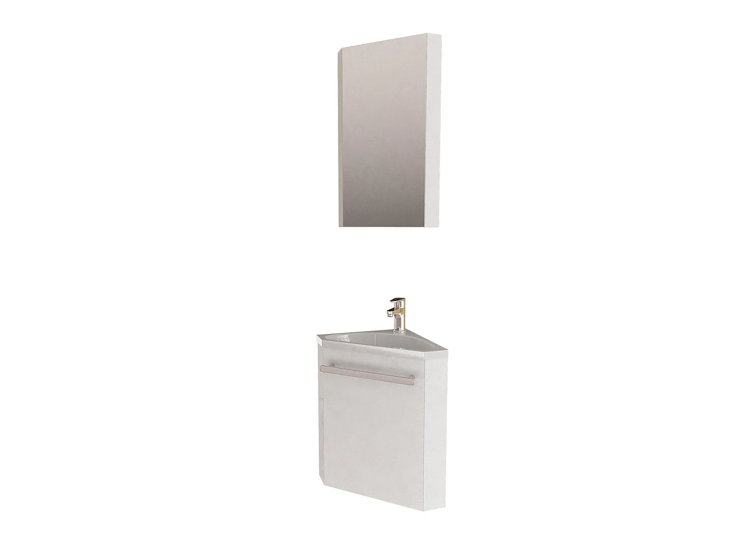 Ensemble lave-mains d'angle SKINO + vasque + armoire de toilette