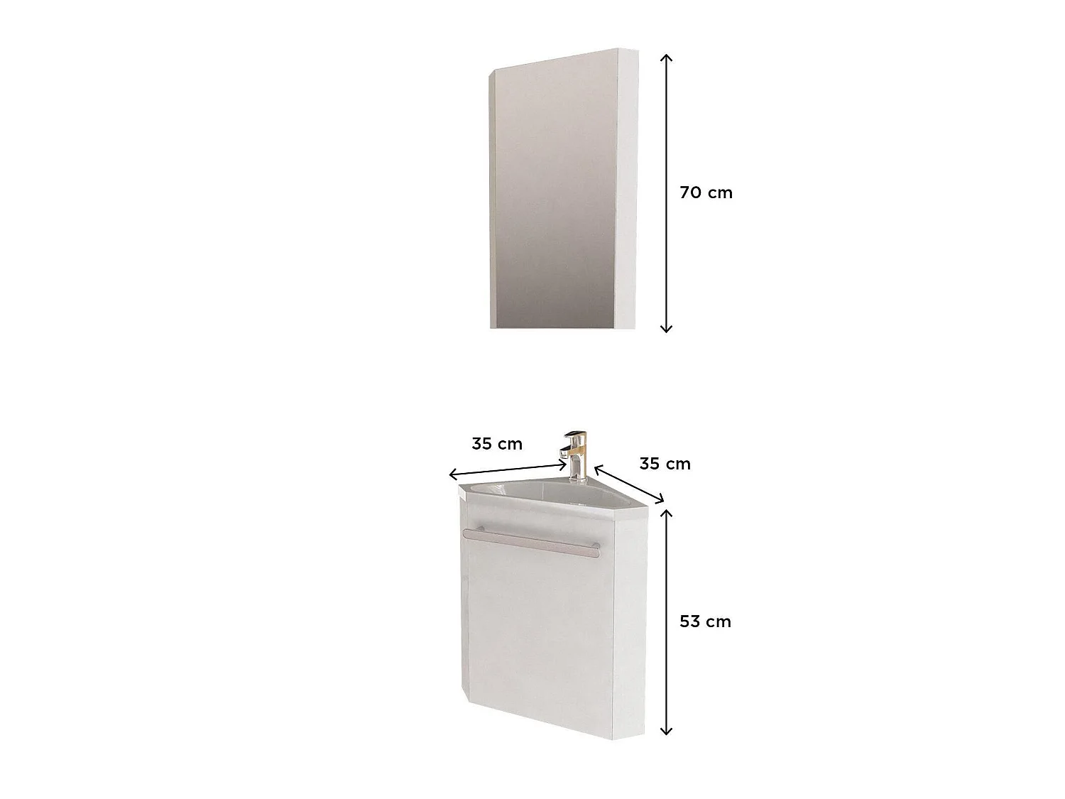 Ensemble lave-mains d'angle SKINO + vasque + armoire de toilette