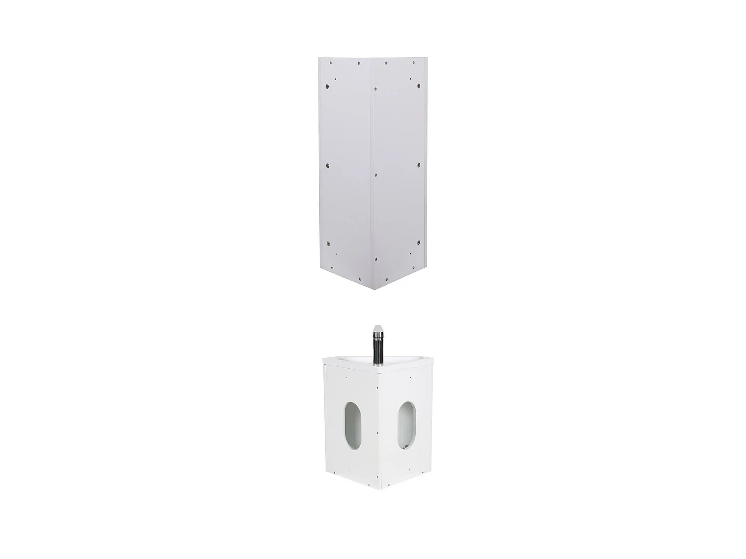 Ensemble lave-mains d'angle SKINO + vasque + armoire de toilette