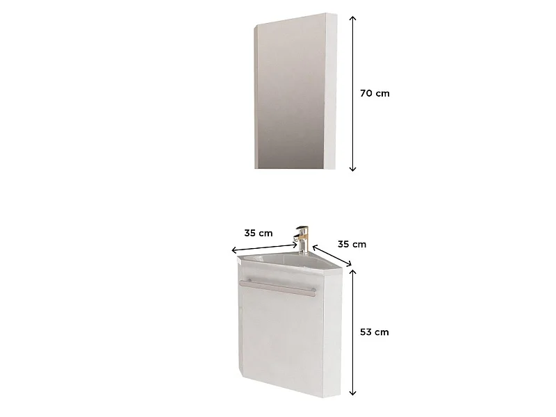 Lavabo rinconero SKINO + lavabo + armario con espejo