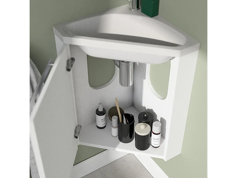 Lavabo rinconero SKINO + lavabo + armario con espejo
