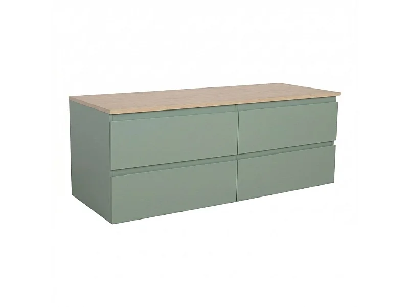 Meuble double vasque SORRENTO suspendu avec plan effet bois 120 cm