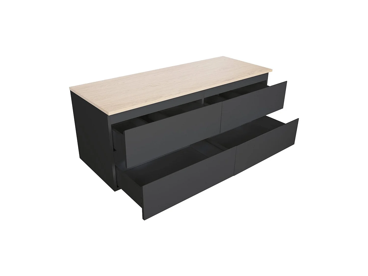 Meuble double vasque SORRENTO suspendu avec plan effet bois 120 cm
