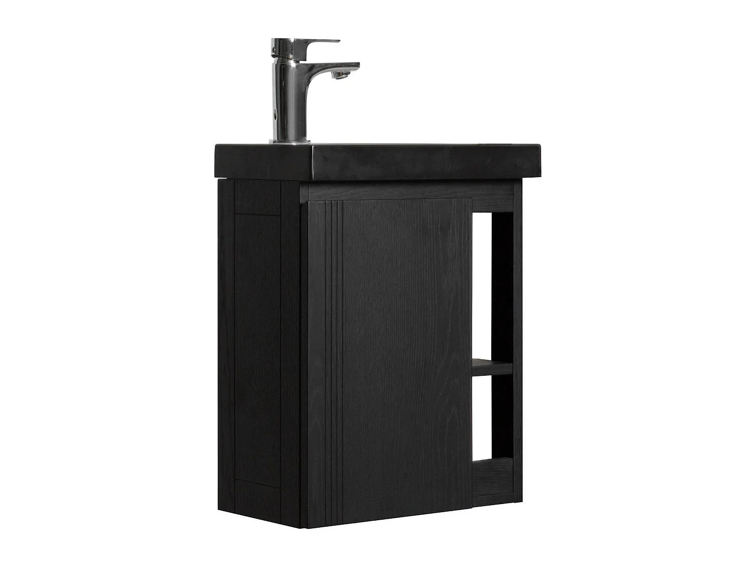 Meuble lave-mains suspendu HAMPTON avec vasque en résine noir