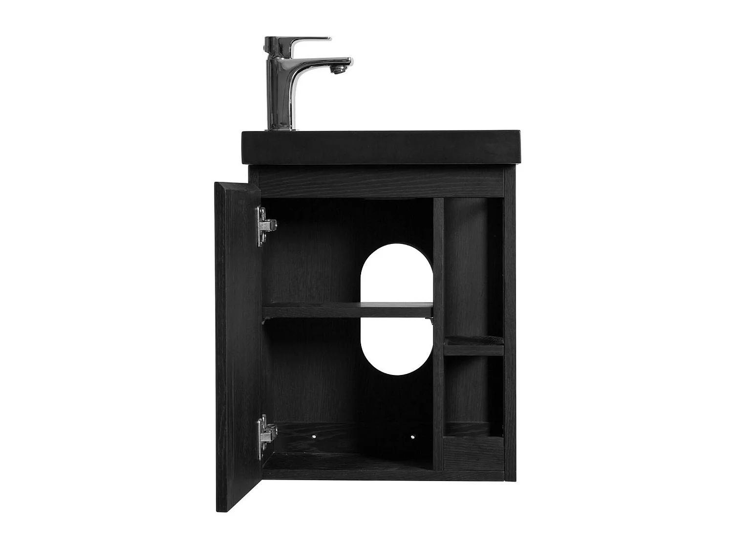 Meuble lave-mains suspendu HAMPTON avec vasque en résine noir