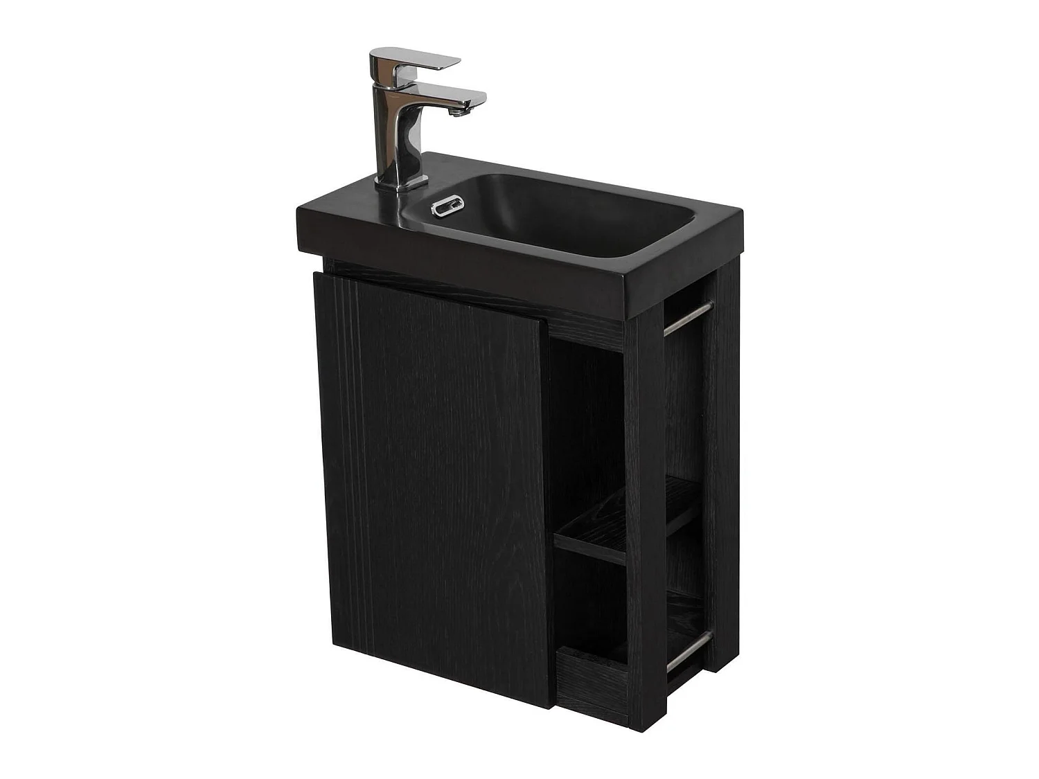 Meuble lave-mains suspendu HAMPTON avec vasque en résine noir