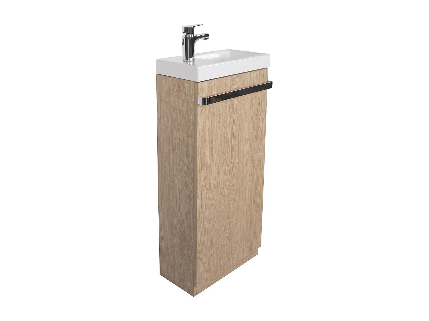 Meuble lave-mains sur pieds JOHANN décor chêne + vasque + robinet