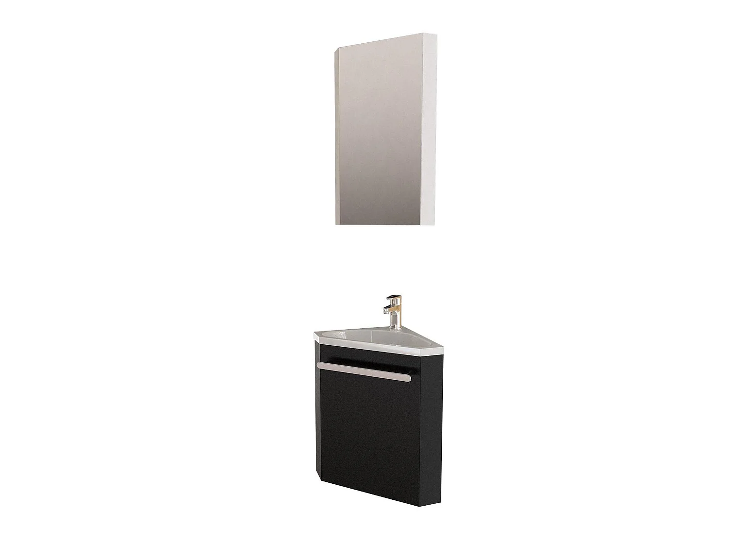 Ensemble lave-mains d'angle SKINO + vasque + armoire de toilette