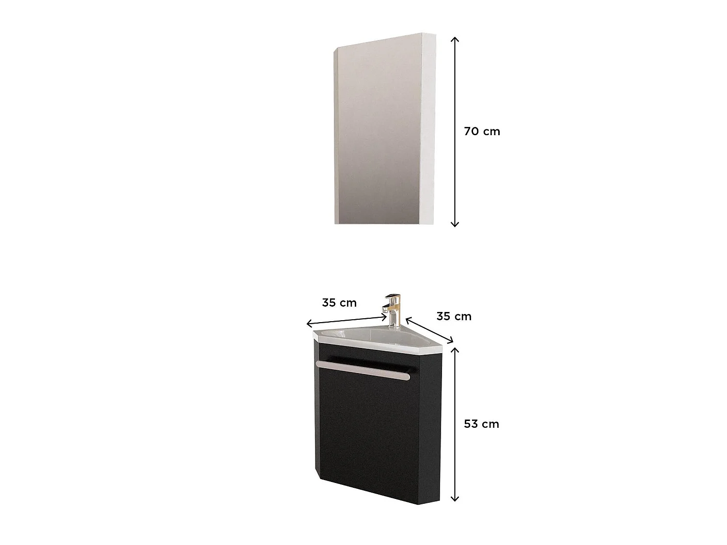 Ensemble lave-mains d'angle SKINO + vasque + armoire de toilette