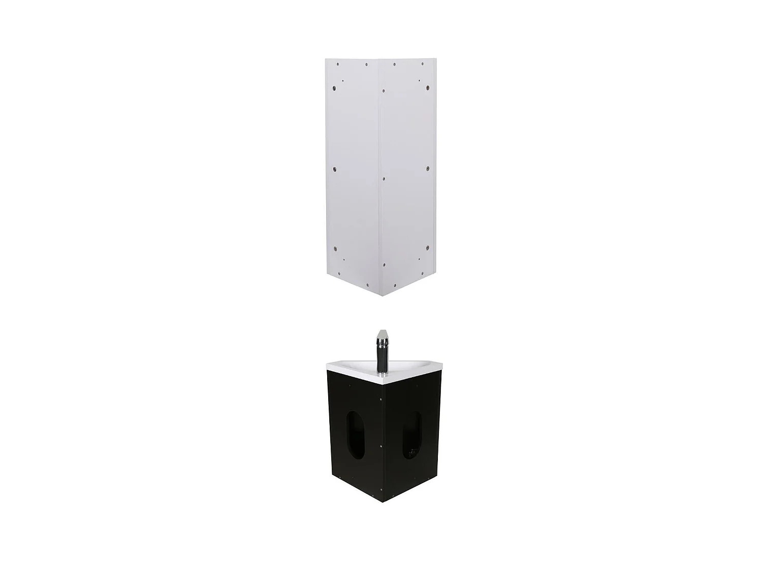 Ensemble lave-mains d'angle SKINO + vasque + armoire de toilette