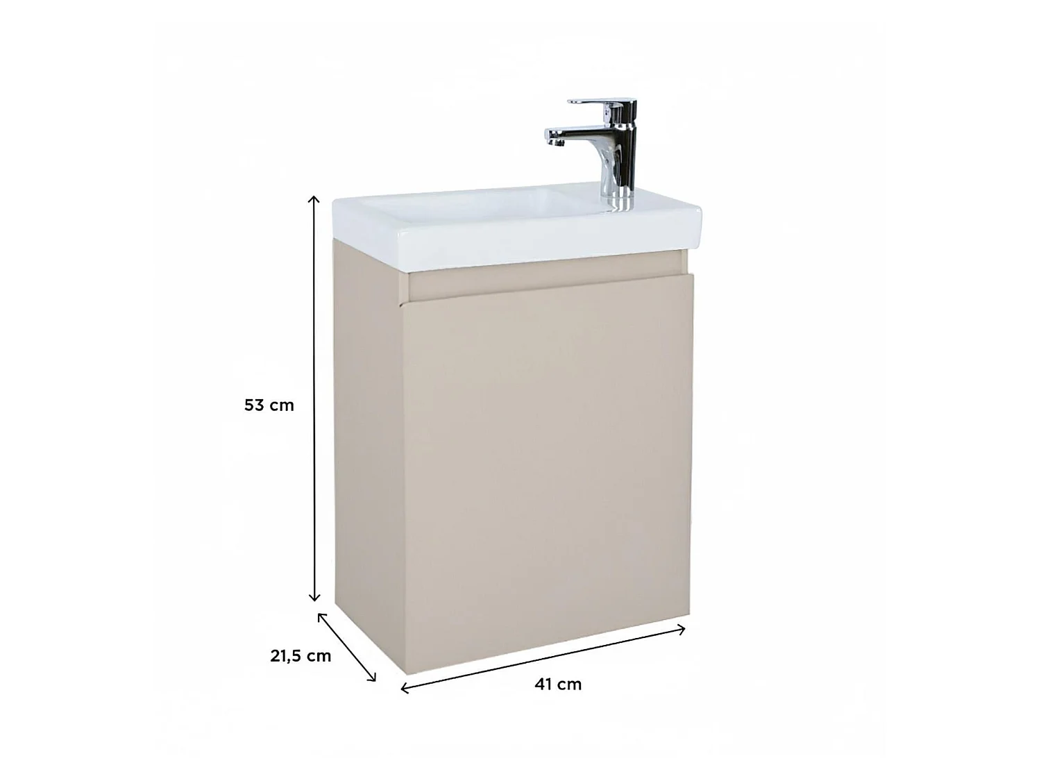Meuble lave-mains LISA + robinet noir + miroir ovale