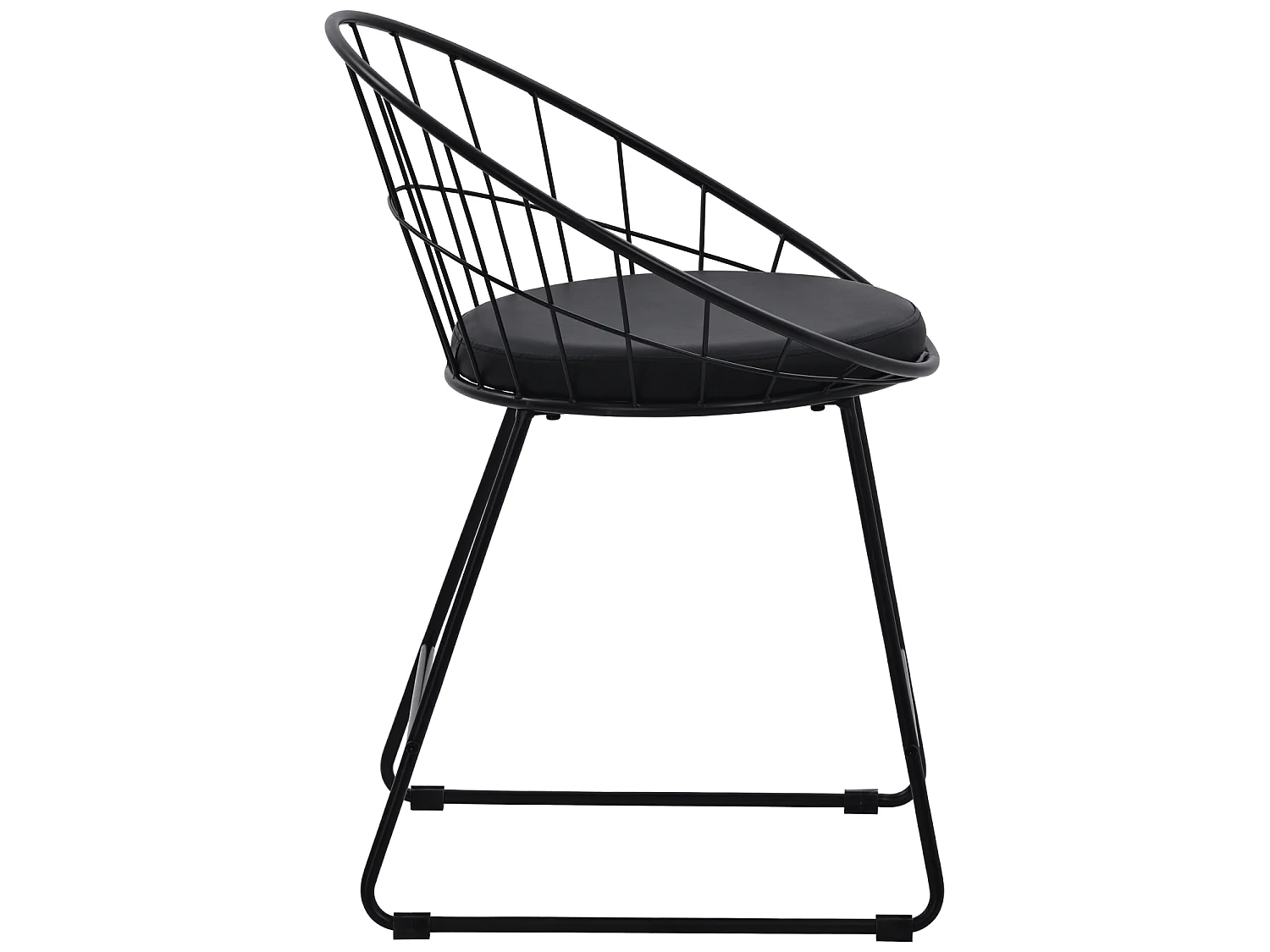 Set aus 2 Stühlen aus schwarzem Metall und schwarzem Kissen ALEX