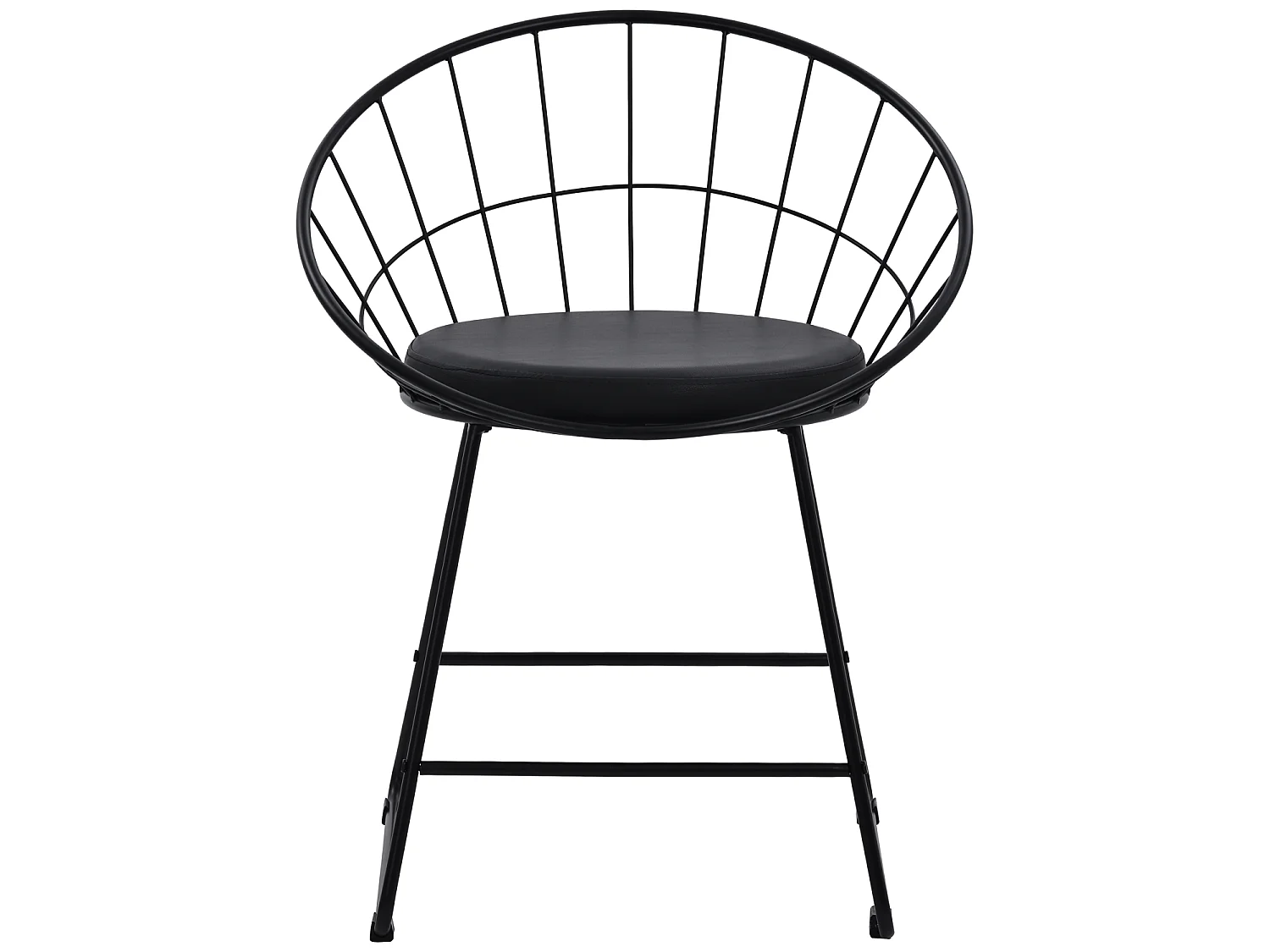 Set aus 2 Stühlen aus schwarzem Metall und schwarzem Kissen ALEX