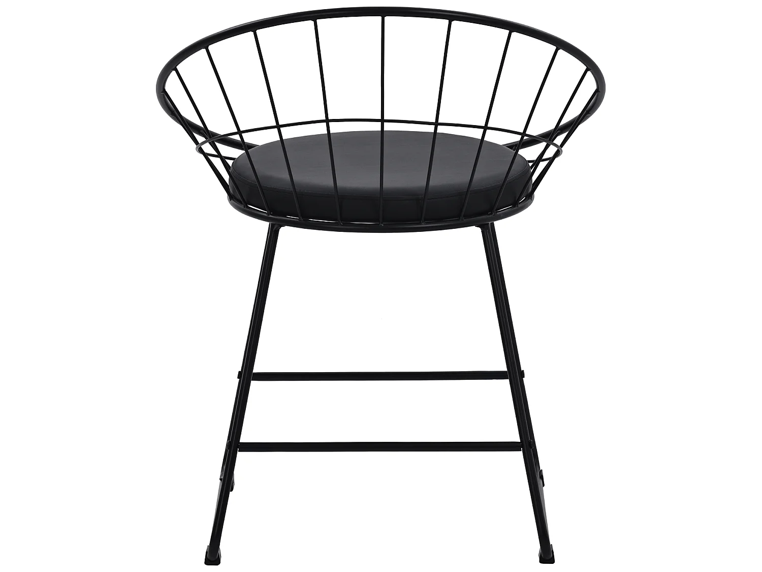 Set aus 2 Stühlen aus schwarzem Metall und schwarzem Kissen ALEX