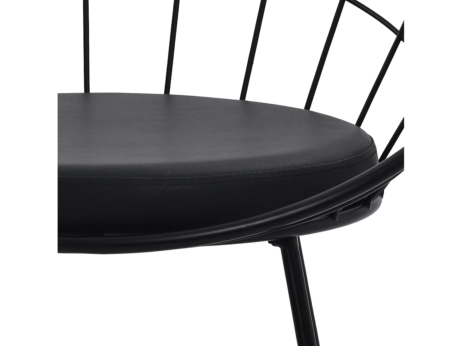 Set aus 2 Stühlen aus schwarzem Metall und schwarzem Kissen ALEX