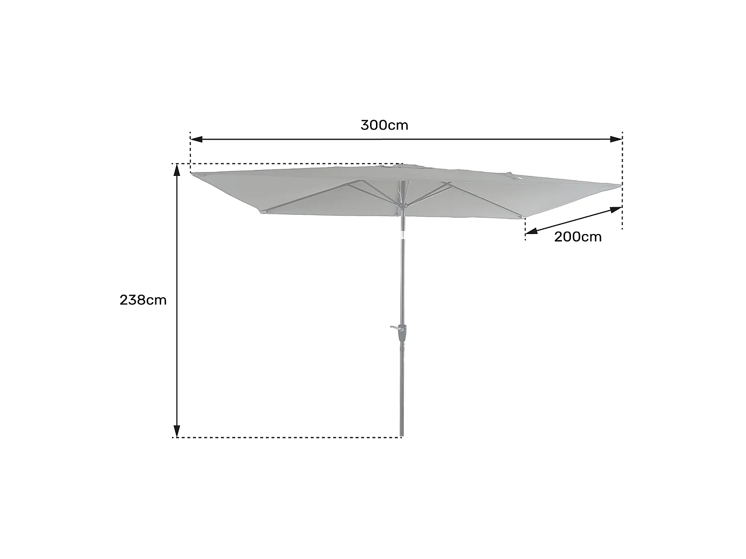 HAPUNAOmbrellone rettangolare diritto 2x3m beige ed effetto legno