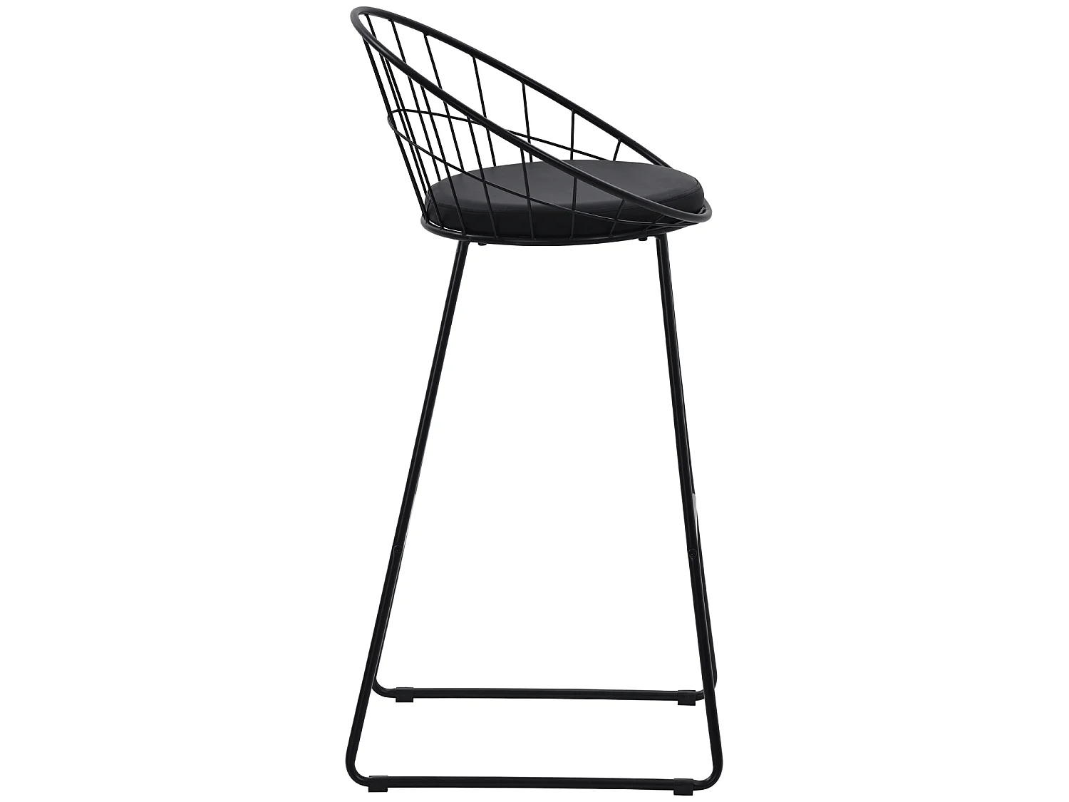 Set van 2 barkrukken 75cm in zwart metaal en zwart kussen ALEX