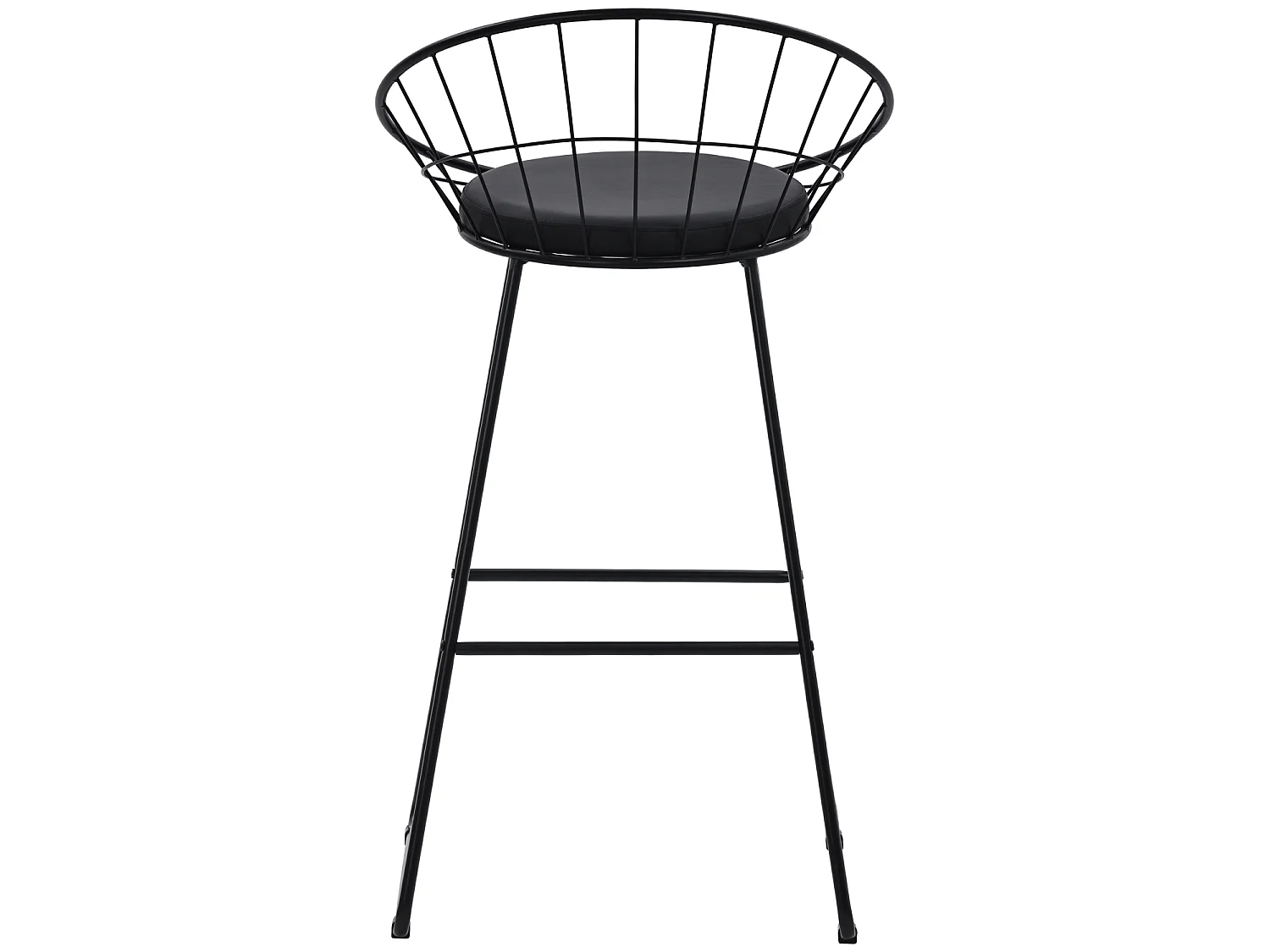 Set van 2 barkrukken 75cm in zwart metaal en zwart kussen ALEX