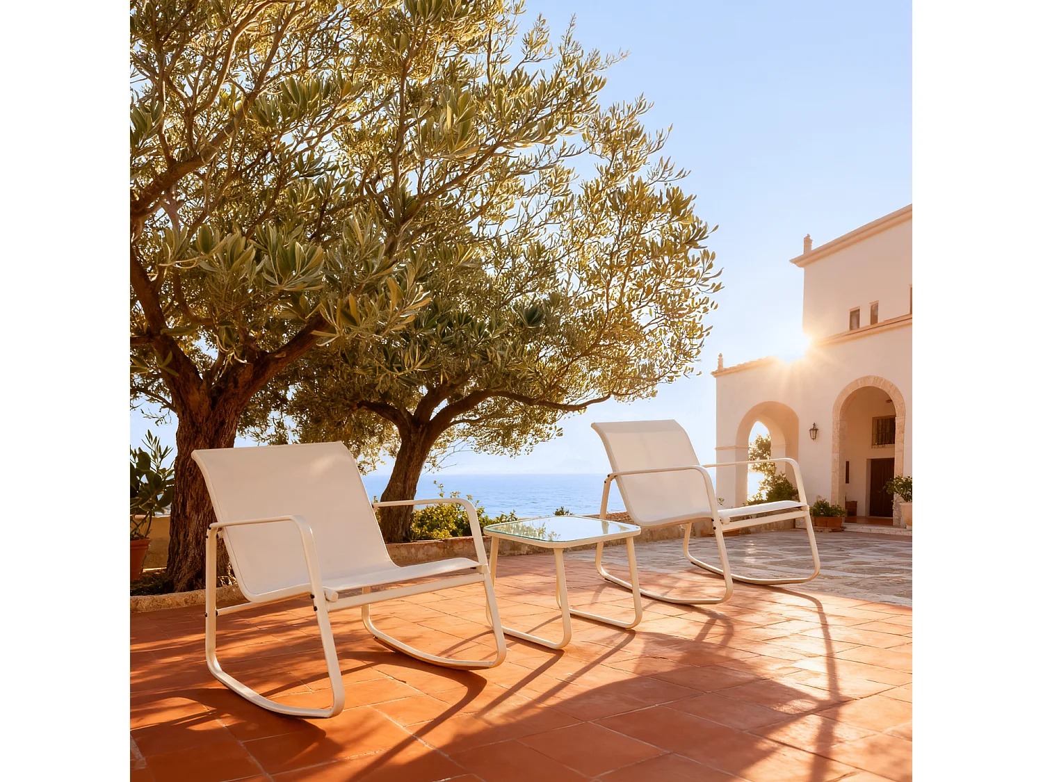 2-zits beige textilene schommelstoel TENERIFE