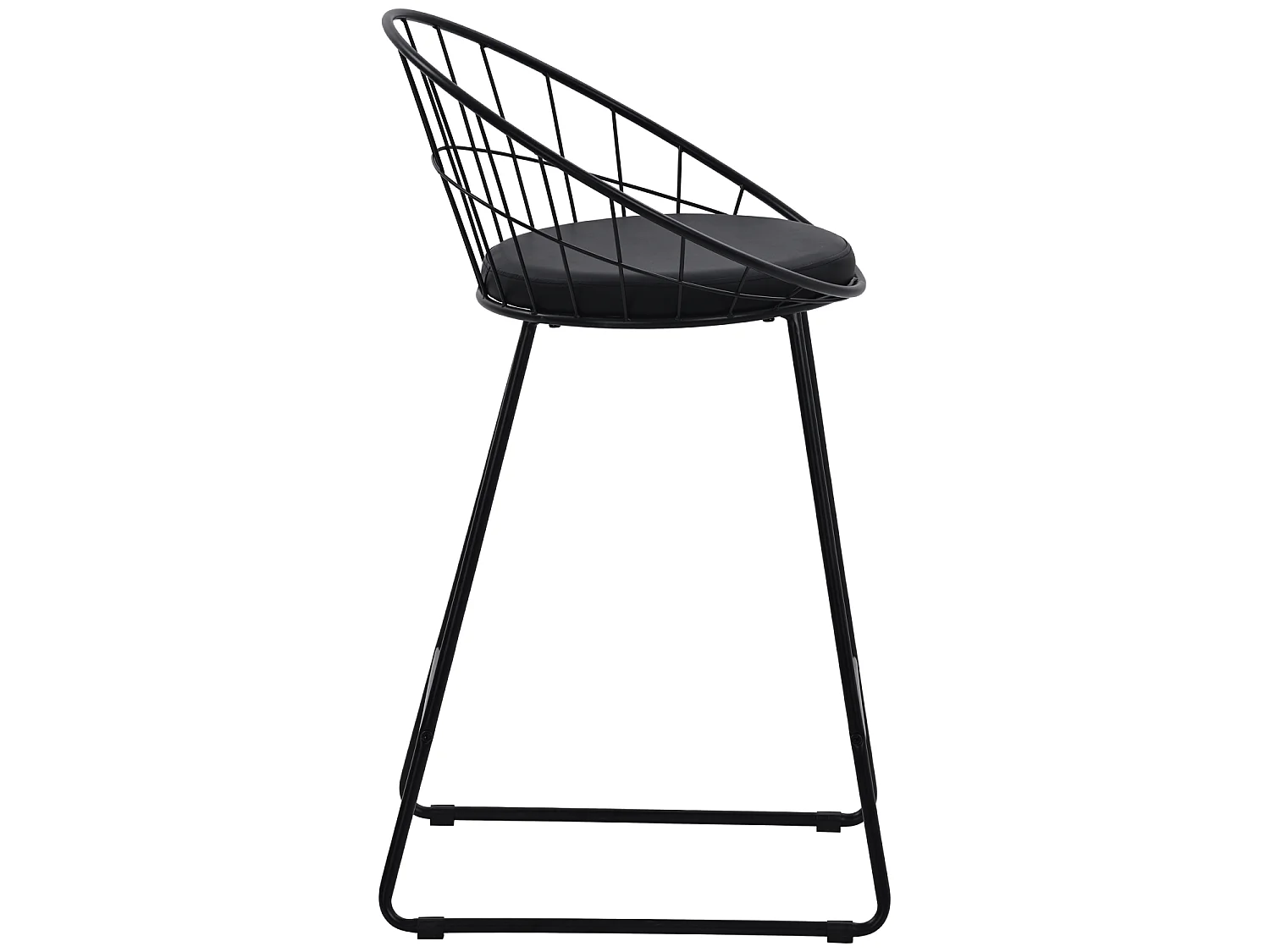 Lot de 2 tabourets de bar 65cm en métal noir et coussin noir ALEX - HAPPY GARDEN