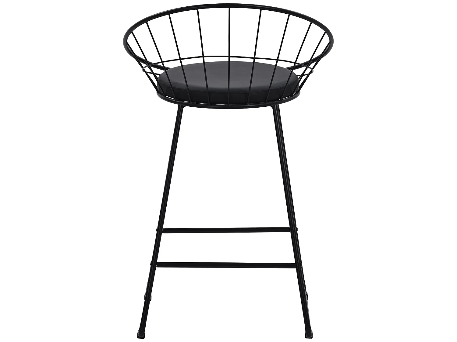 Lot de 2 tabourets de bar 65cm en métal noir et coussin noir ALEX - HAPPY GARDEN