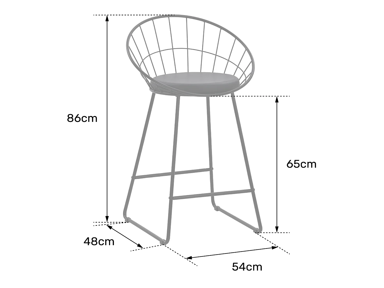Lot de 2 tabourets de bar 65cm en métal noir et coussin noir ALEX - HAPPY GARDEN
