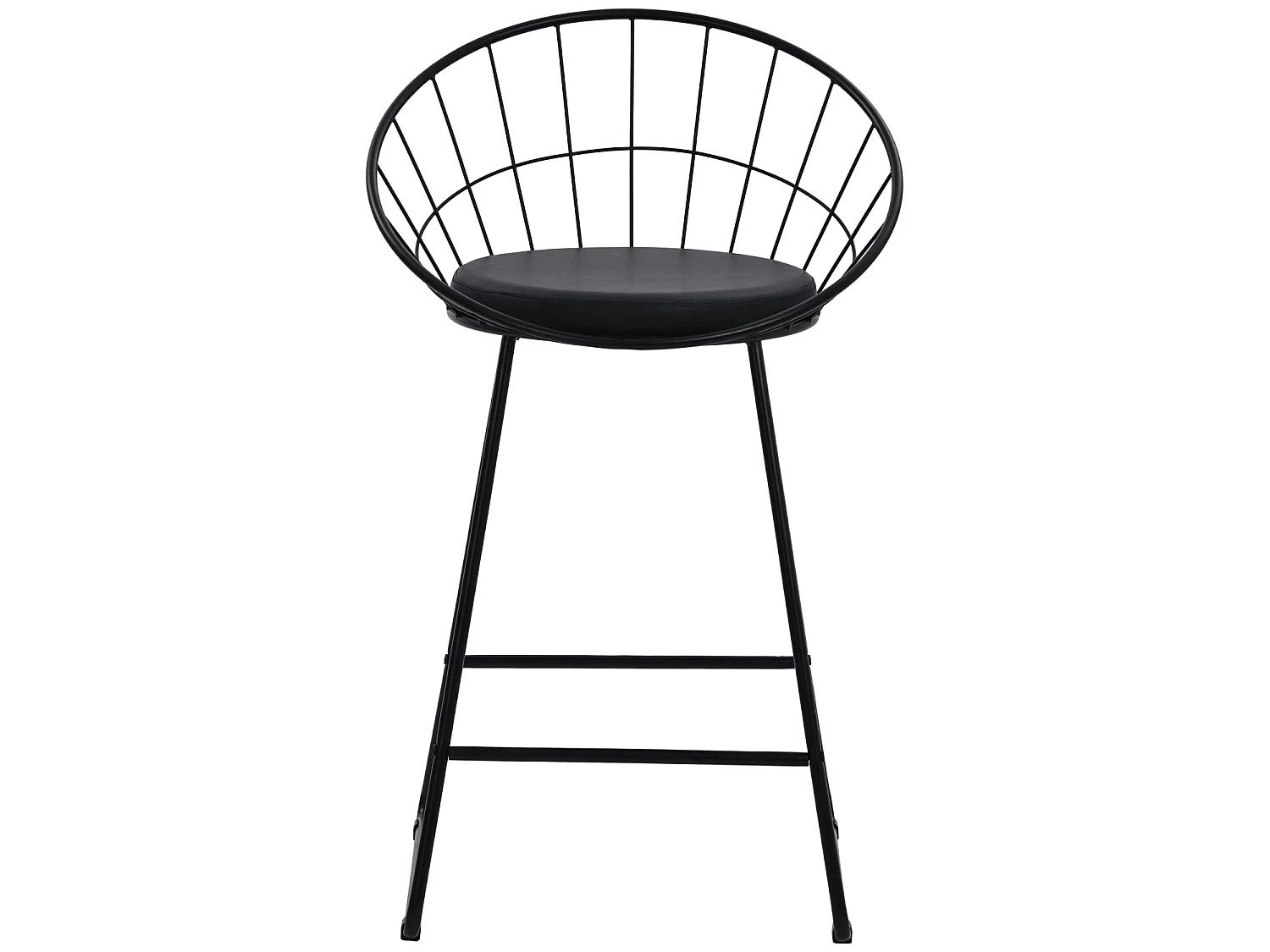 Lot de 2 tabourets de bar 65cm en métal noir et coussin noir ALEX - HAPPY GARDEN