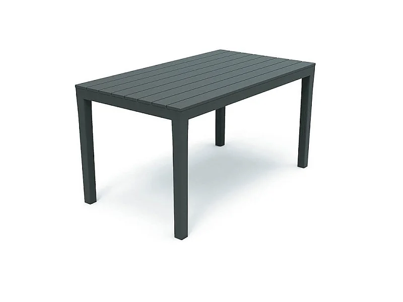 Table d'extérieur rectangulaire, Polypropylène, Effet lattes 138 x 78 x 72 cm, Anthracite