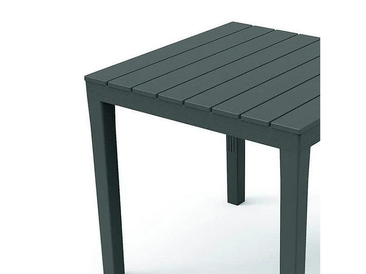 Table d'extérieur rectangulaire, Polypropylène, Effet lattes 138 x 78 x 72 cm, Anthracite