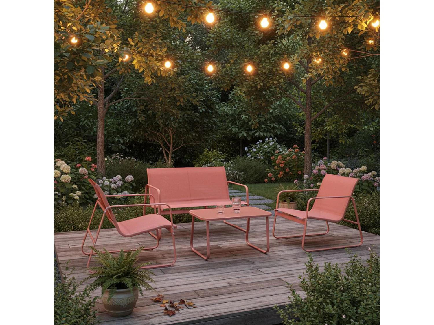 Textilene tuinset 4 zits terracotta TENERIFE