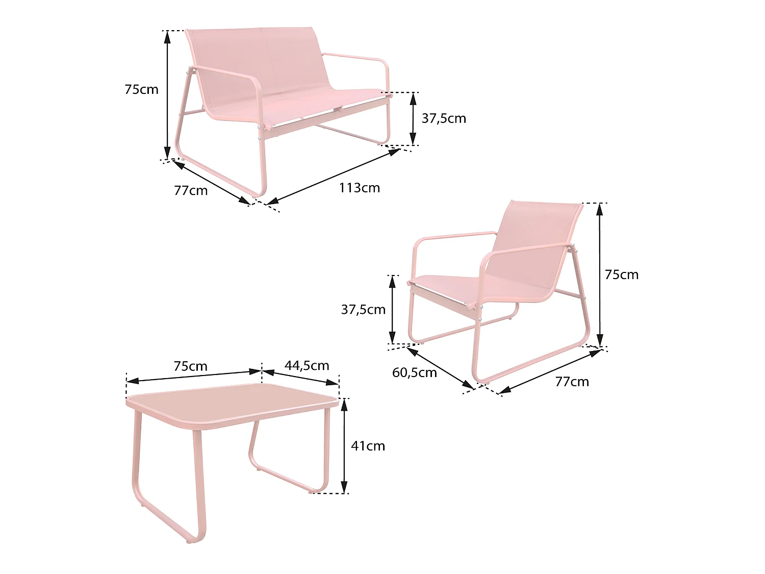 Textilene tuinset 4 zits terracotta TENERIFE