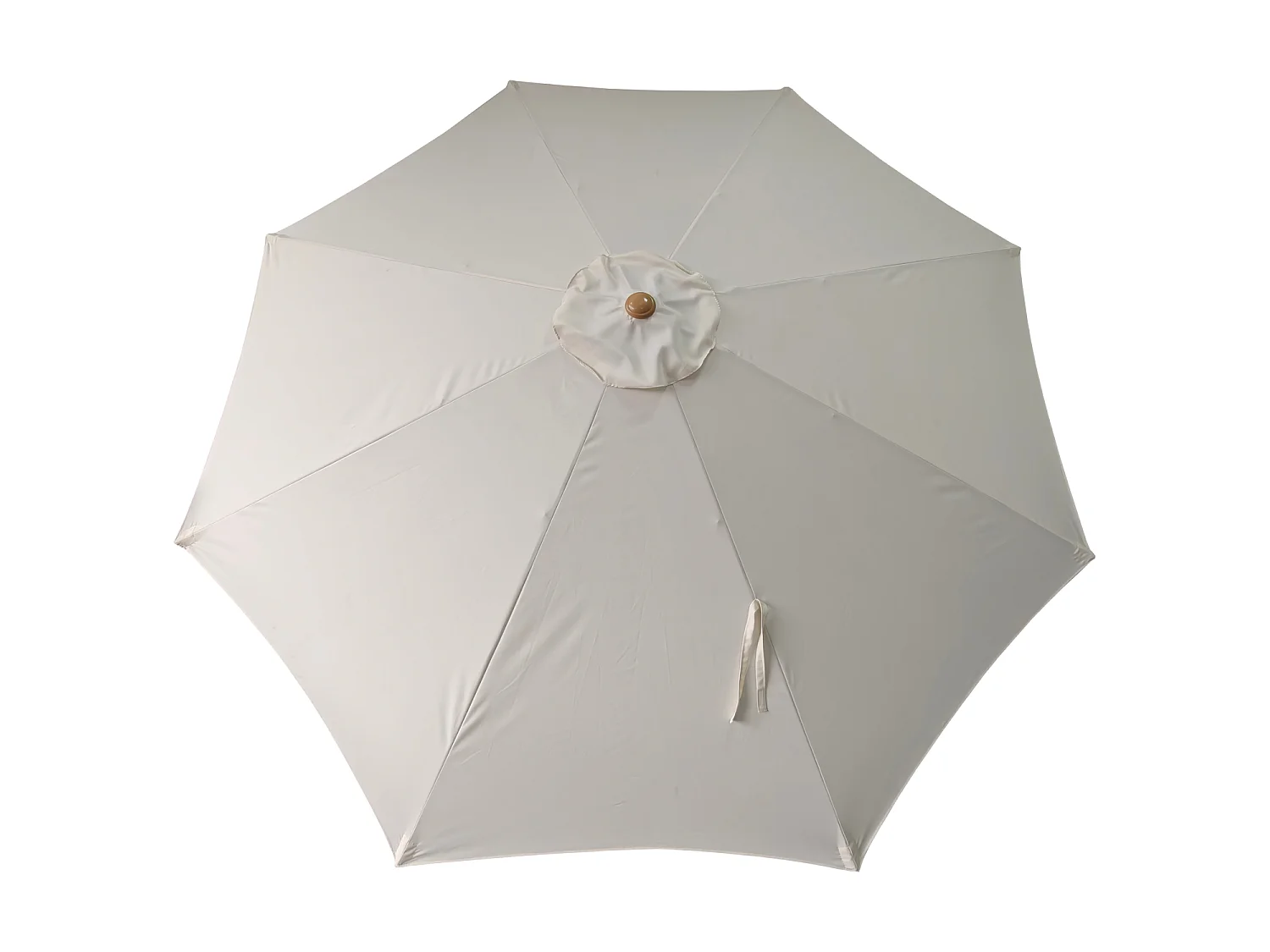 Parasol droit HAPUNA rond 3,30m de diamètre beige et effet bois - HAPPY GARDEN