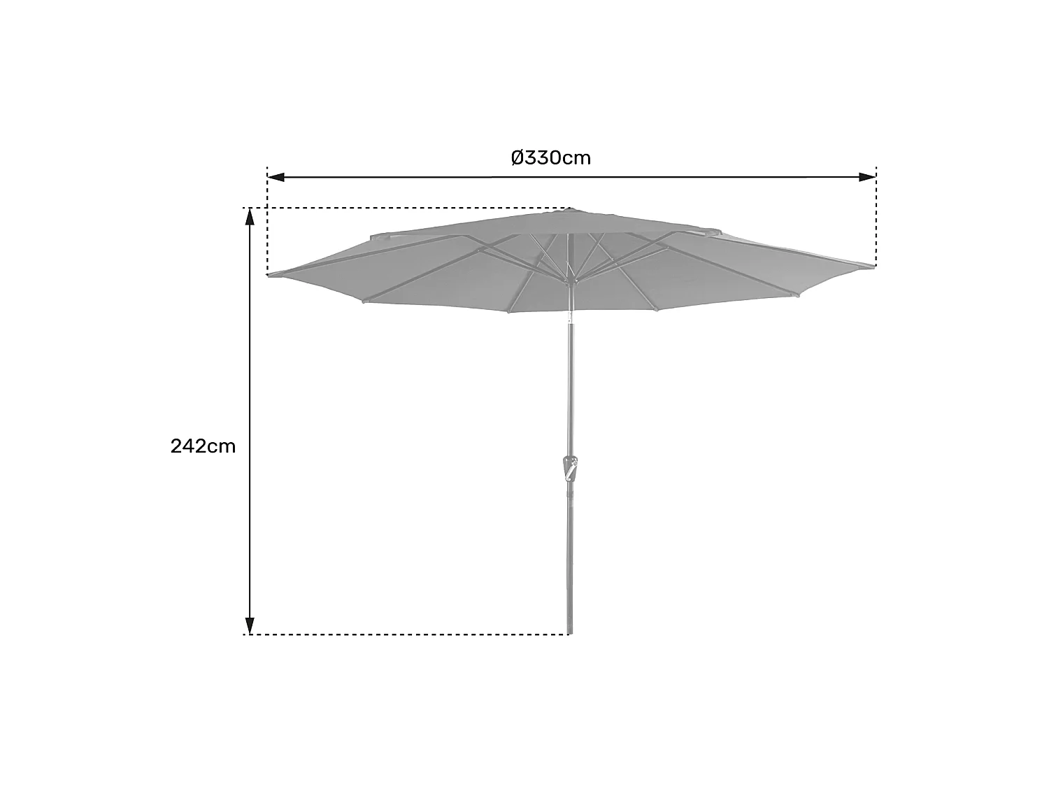 Parasol droit HAPUNA rond 3,30m de diamètre beige et effet bois - HAPPY GARDEN