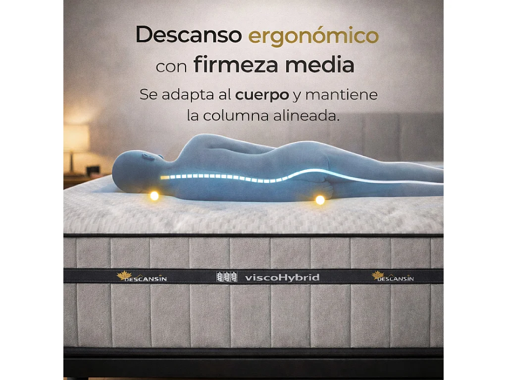 Colchón 160 x 200 Muelles Ensacados 7 Zonas Viscoelástico | Premium 28cm | Firmeza Perfecta y Adaptabilidad