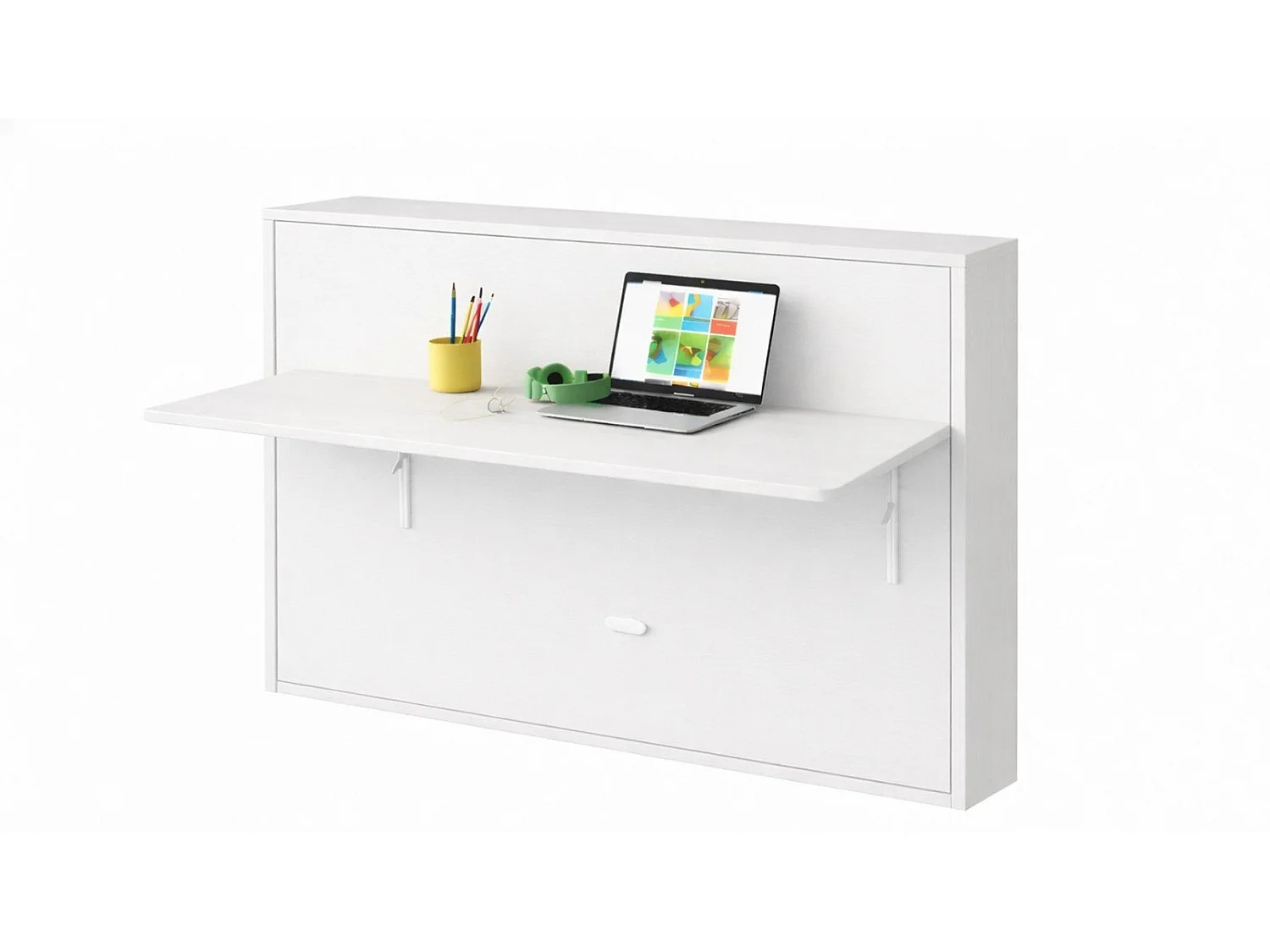 Lit escamotable avec tablette bureau rétractable carbone noir Giverny 140x200