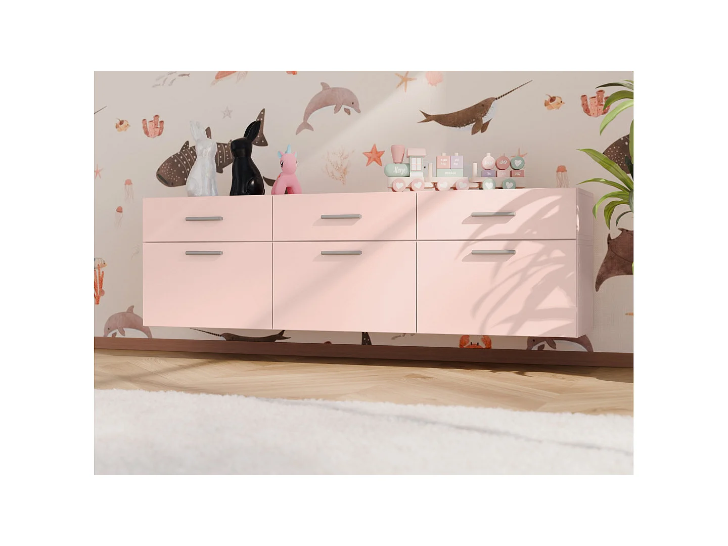 Commode modulable Multi-Smart 180–240 cm, sur pied ou suspendue, tiroirs et étagères, spacieuse et moderne quincaillerie de haute qualité