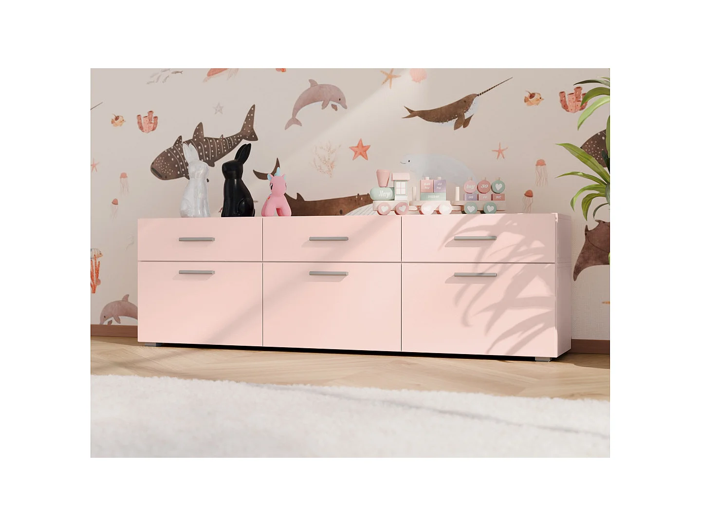 Commode modulable Multi-Smart 180–240 cm, sur pied ou suspendue, tiroirs et étagères, spacieuse et moderne quincaillerie de haute qualité