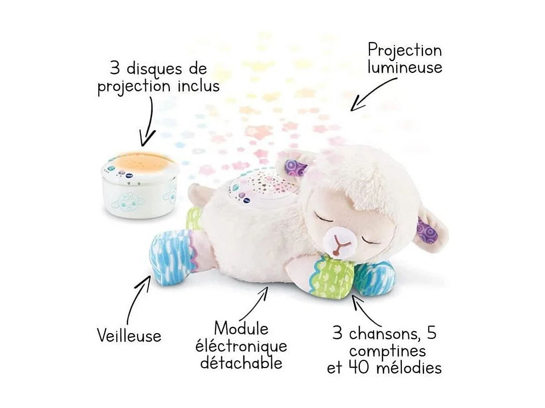 Veilleuse peluche VTech Manon 3-en-1 - Mouton avec projection et sons