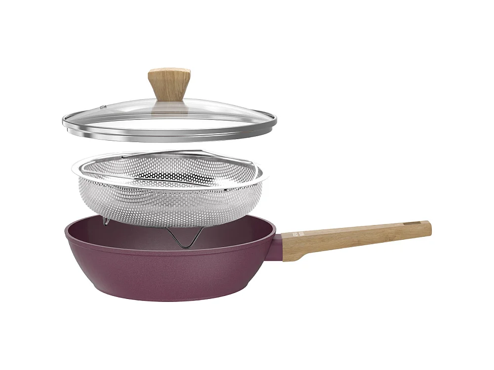 Sauteuse ARTHUR MARTIN AM3056 Ø24 cm - Aluminium forgé, revêtement céramique, Prune